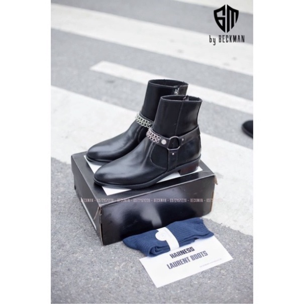Giày Harness Laurent Boots cao cổ thời trang nam chất liệu da bò nguyên tấm | BigBuy360 - bigbuy360.vn