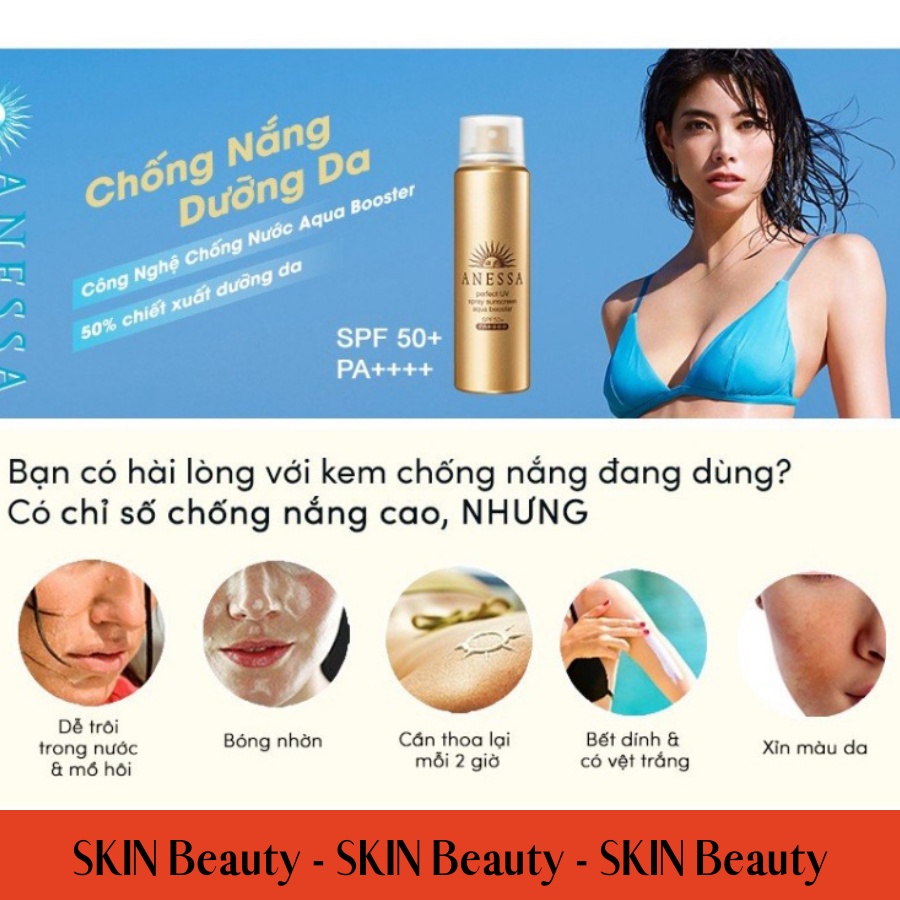 Xịt chống nắng bảo vệ da hoàn hảo Anessa Perfect UV Sunscreen Skincare Spray 60g