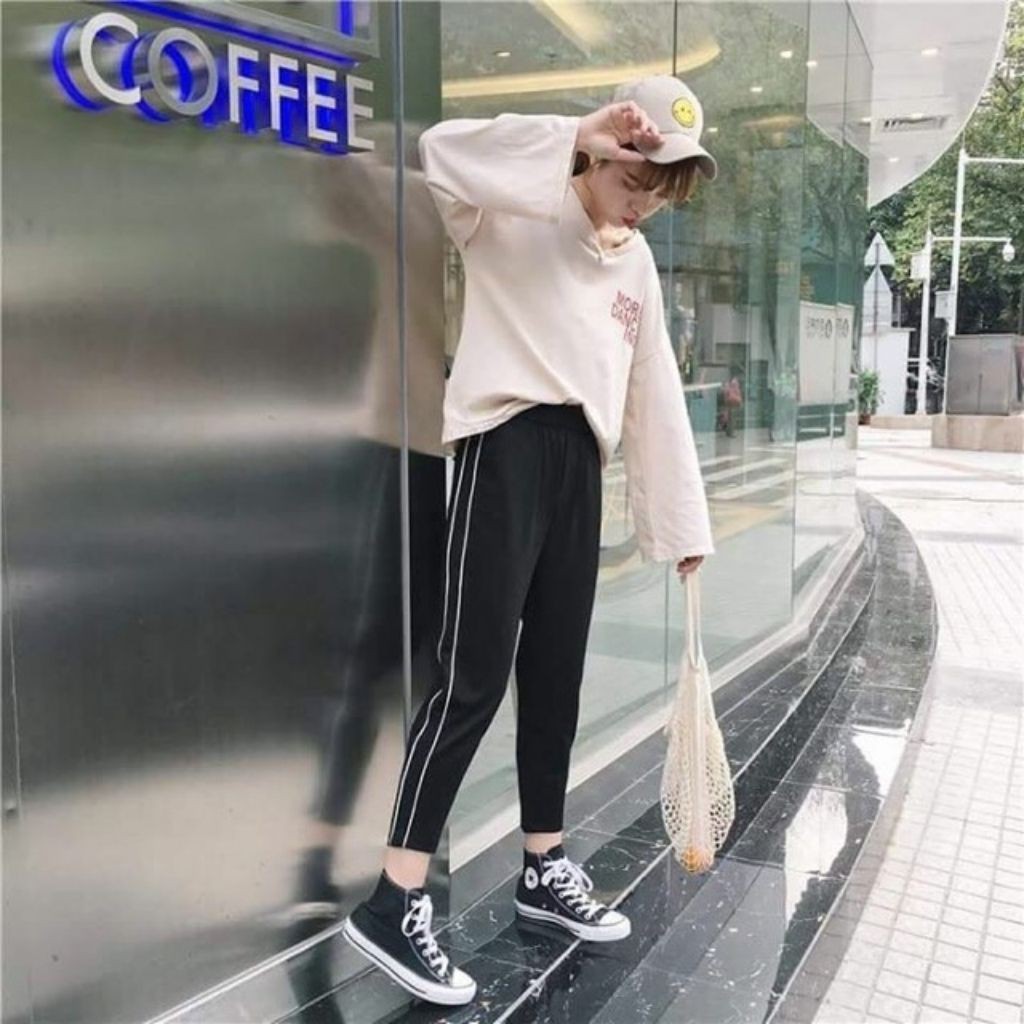 Quần thể thao nữ 3 sọc dáng baggy chất umi hàn cực đanh cao cấp