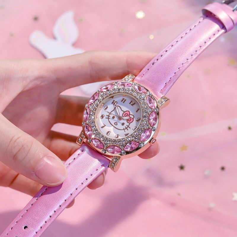 Đồng Hồ Đeo Tay Chống Nước Chống Rơi Hình Mèo kitty Dễ Thương Dành Cho Học Sinh Tiểu Học / Trung Học / Bé Gái