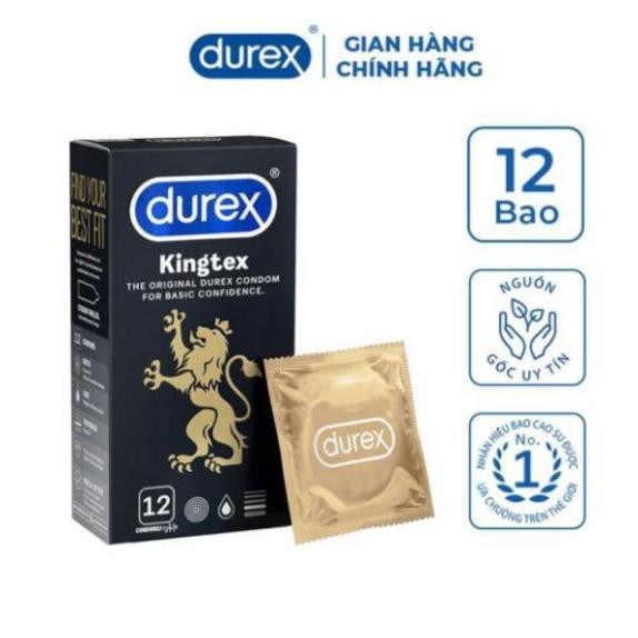 [SHOP MỚI BÁN GIÁ GỐC][CHÍNH HÃNG] Bao cao su Durex Kingtex, vừa vặn, ôm sát (12 bao/1 hộp bcs)