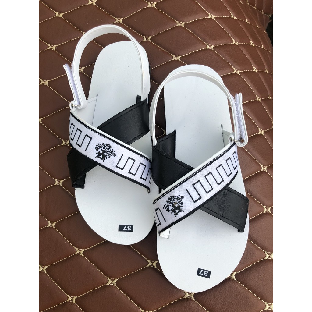 dép sandal nữ sandal đồng nai ( đế trắng quai hậu đen phối chéo dù ) size từ 35 nữ đến 42 nữ