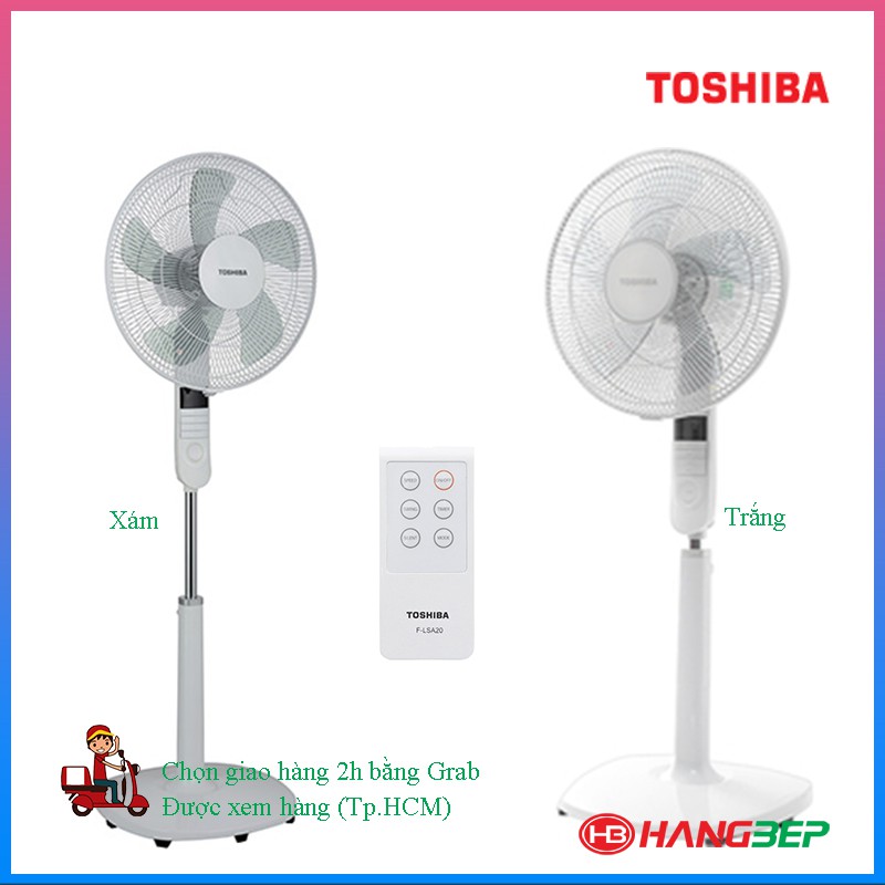 [Mã ELMS5 giảm 7% đơn 300K] Quạt đứng có remote Toshiba F-LSA20VN -Xám/Trắng