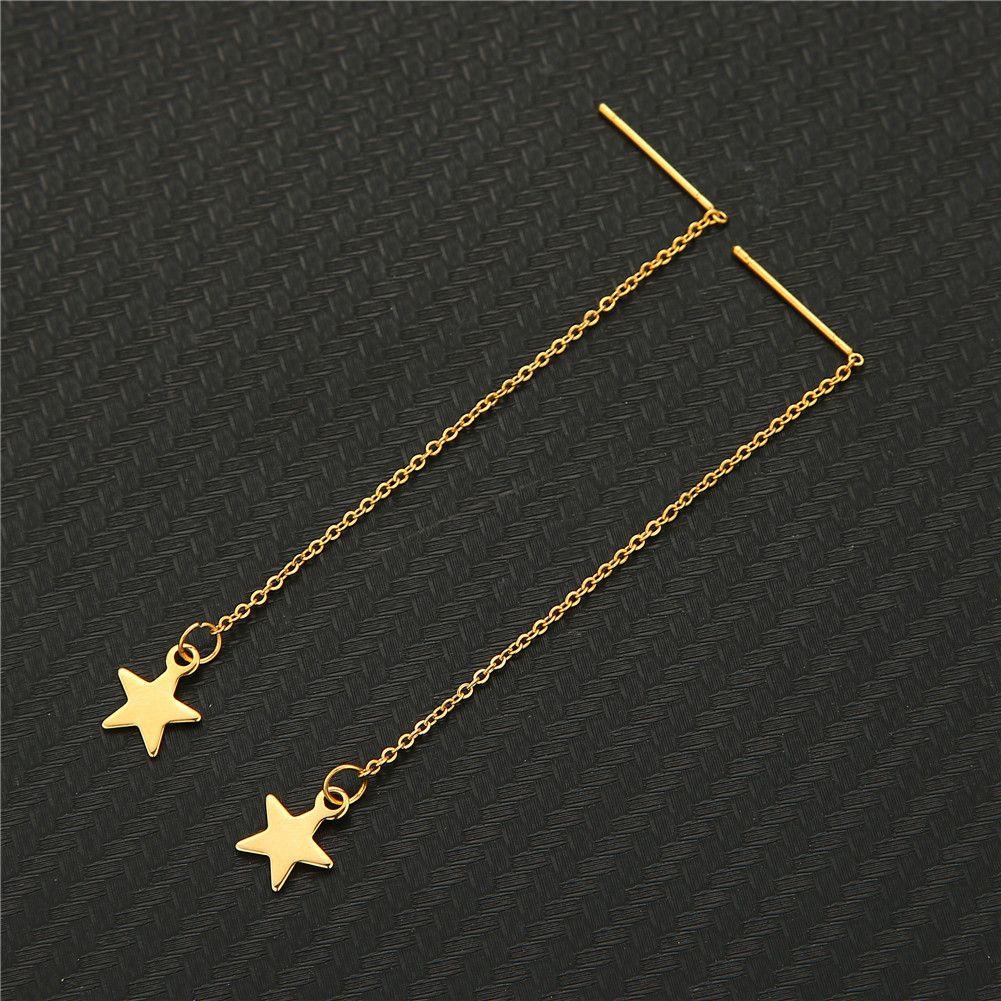 Bông Tai Lủng Lẳng Dành Cho Nữ MIHAN1|Khuyên Tai Dây Dài Thẳng Mặt Hình Ngôi Sao Trái Tim Chuỗi Hạt Thời Trang Nhiều Màu Sắc