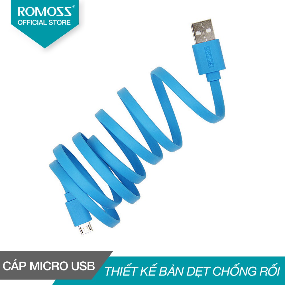 Cáp sạc nhanh micro USB Romoss CB05f dài 1m (Blu) - Hãng phân phối chính thức