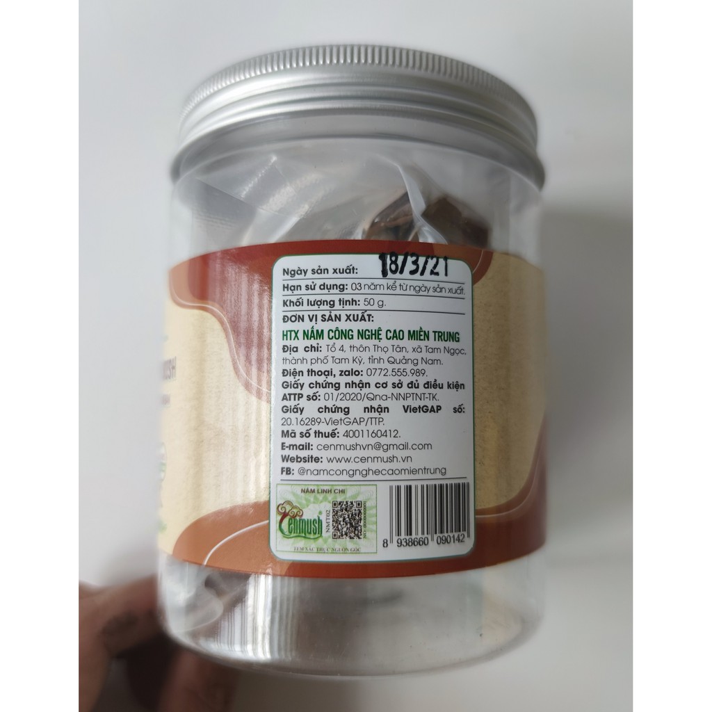 Nấm Linh Chi Đỏ Việt Nam CENMUSH lọ 50g cắt lát (Giống Hồng Chi)