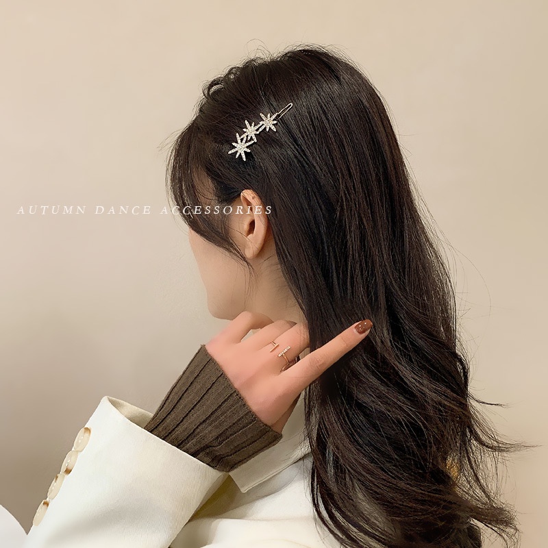 Kẹp Tóc Hình Hoa Tuyết Đính Đá Phong Cách Hàn Quốc