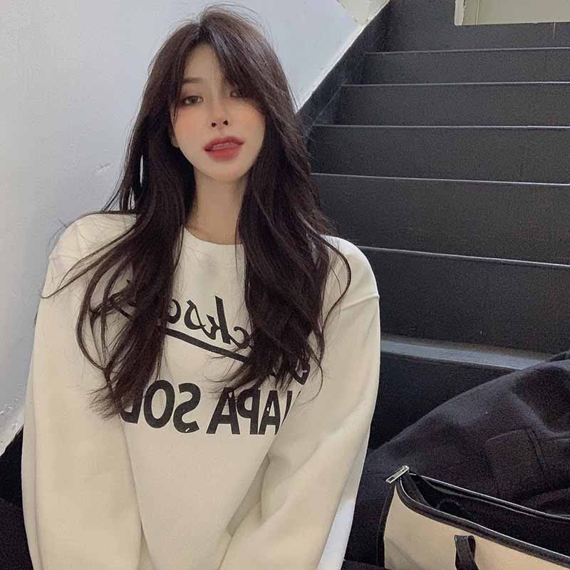 NRVP Áo Hoodie Dáng Rộng Thời Trang Hàn Quốc Đơn Giản Cá Tính Cho Nữ