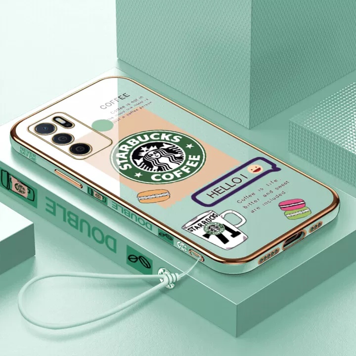 Ốp Điện Thoại Hình Vuông In Logo Starbucks Cho Oppo A36 A76 A16 A54 4G A94 4GA95 A96 A83 Reno7Z A55 4G