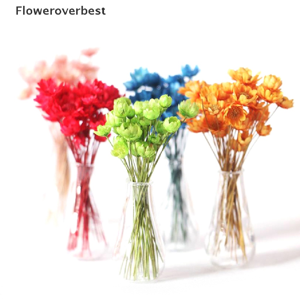 Set bình hoa khô thủy tinh tỉ lệ 1:12 trang trí nhà búp bê