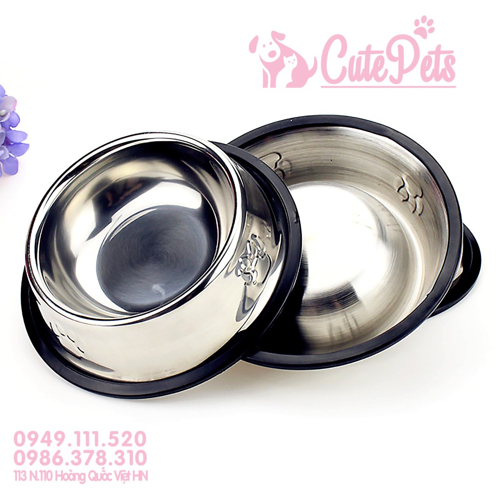 Bát inox chống trượt cho chó mèo Full Size - CutePets