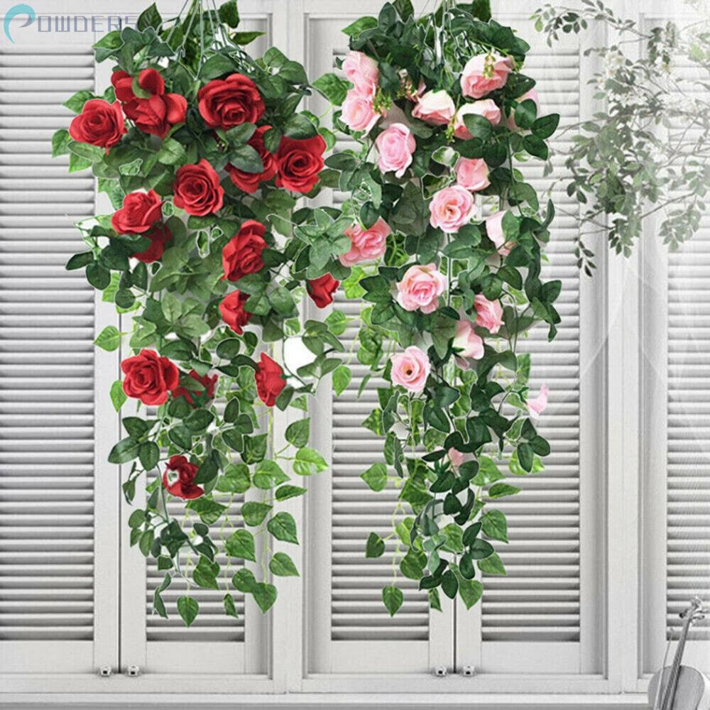 Chậu Hoa Hồng Nhân Tạo Treo Tường Trang Trí Trong Nhà Và Ngoài Trời