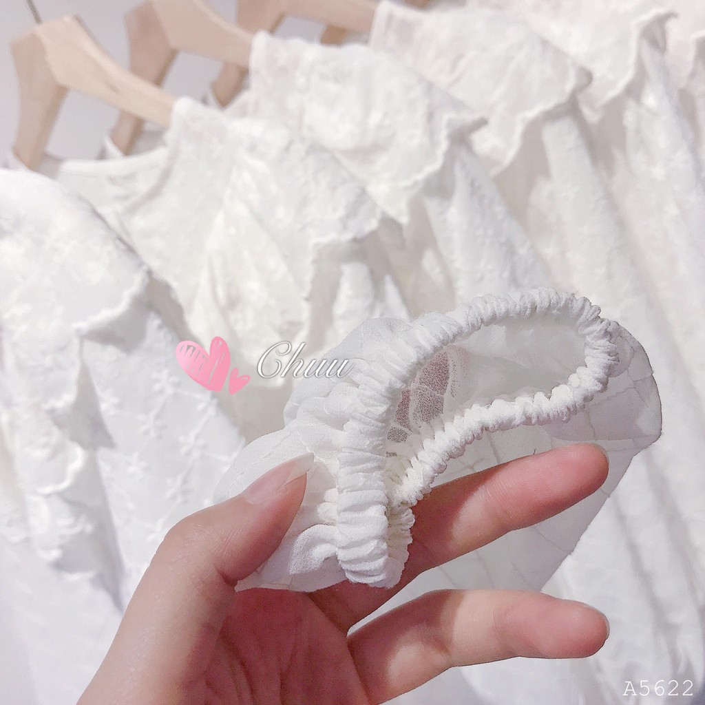 Áo sơ mi trắng nữ vải voan thêu 2 lớp cao cấp CHUU A5622