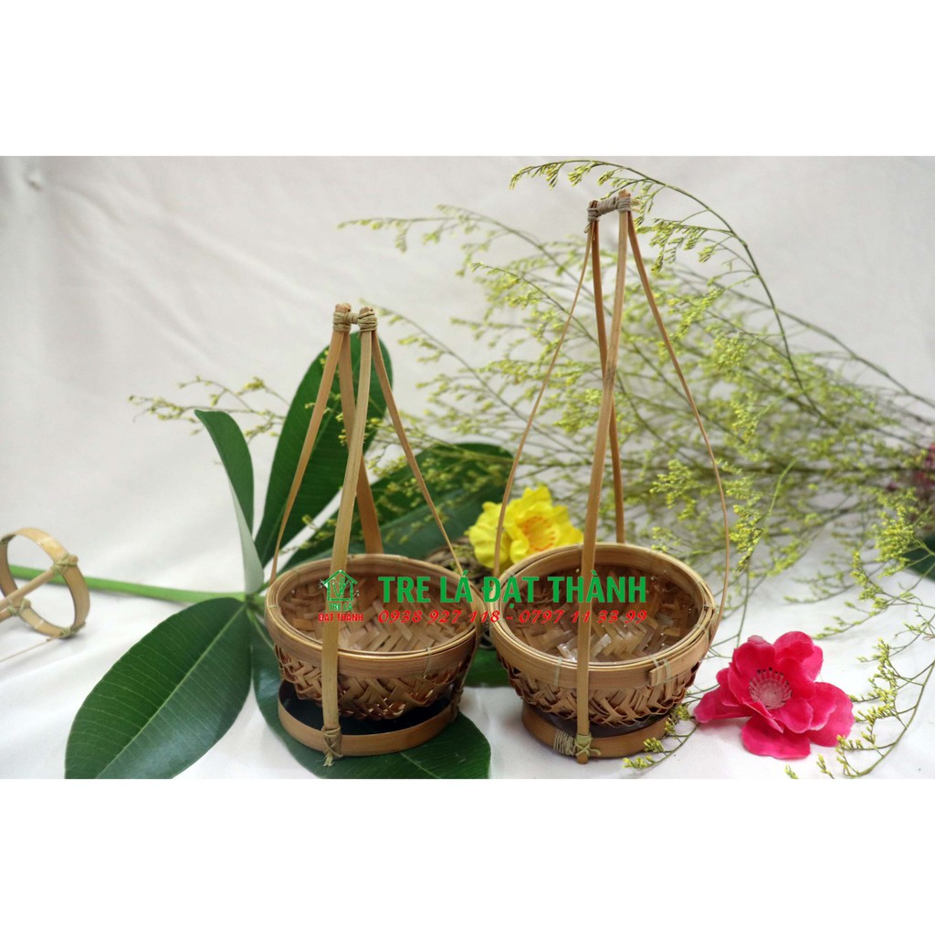 Quang gánh mây tre mini cạo tinh trang trí