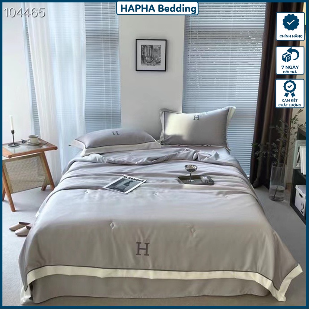 Bộ chăn ga gối lụa chữ H chăn trần bông, bộ ga giường lụa cao cấp 4 món phủ / chun, 1m 1m2 1m4 1m5 1m6 1m8 2mx2m 2m2