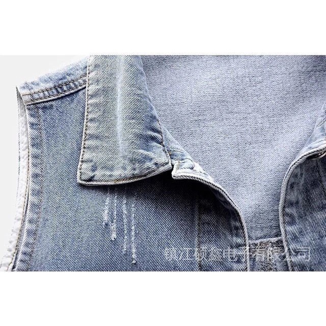Hàng Mới Về Áo Khoác Denim Không Tay Dáng Ngắn Có Túi Lớn Phong Cách Thời Trang Mới Dành Cho Nữ 2022
