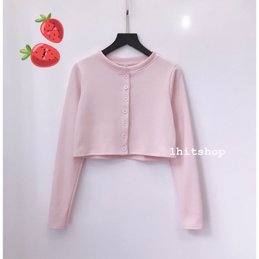 Áo Croptop Nữ Dài Tay Phối 6 Cúc Mẫu Mới Cực Xinh,Áo Croptop Chất Đẹp Co Dãn Phong Cách Hàn