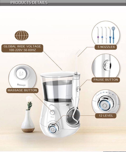 Máy tăm nước waterpulse V660 vệ sinh răng miệng có chức năng massa