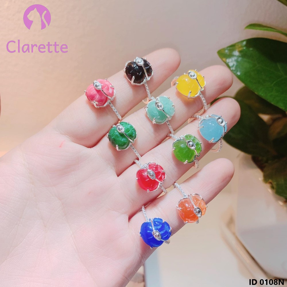 Nhẫn bạc hình túi tiiền đá phong thủy Clarette 0108N