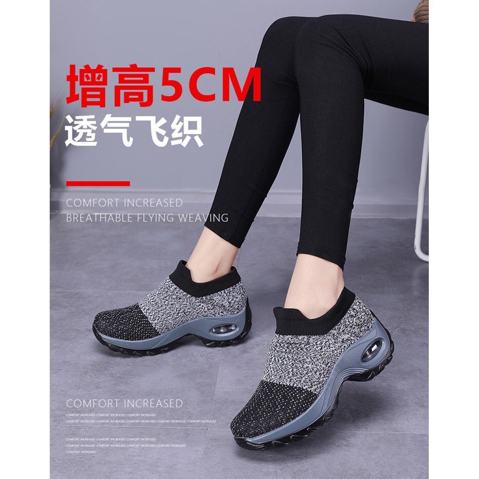 Hàng mới 2021_Giày nữ cao cấp_Sneaker nữ không dây siêu nhẹ tập gym, đi bộ cao 5cm. Giày lười nữ siêu êm, tôn dáng.