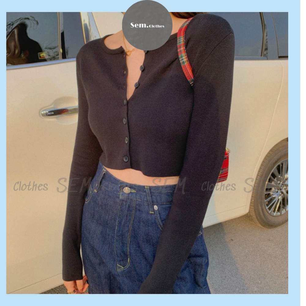 Áo croptop dài tay nữ,thun phông kiểu ôm vải len tăm AO04 SEMCLOTHES
