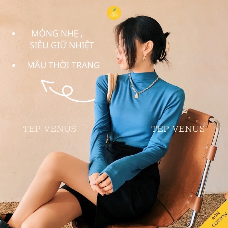 ✨BÁN SỈ✨Áo Giữ Nhiệt Nữ Trơn, Áo Thun Dài Tay Body Cổ 3 Phân Nữ Nhiều Mầu Phong Cách Hàn Quốc