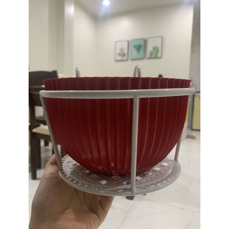 Chậu nhựa tròn trồng cây hoa loại dày sóng đẹp xinh xắn