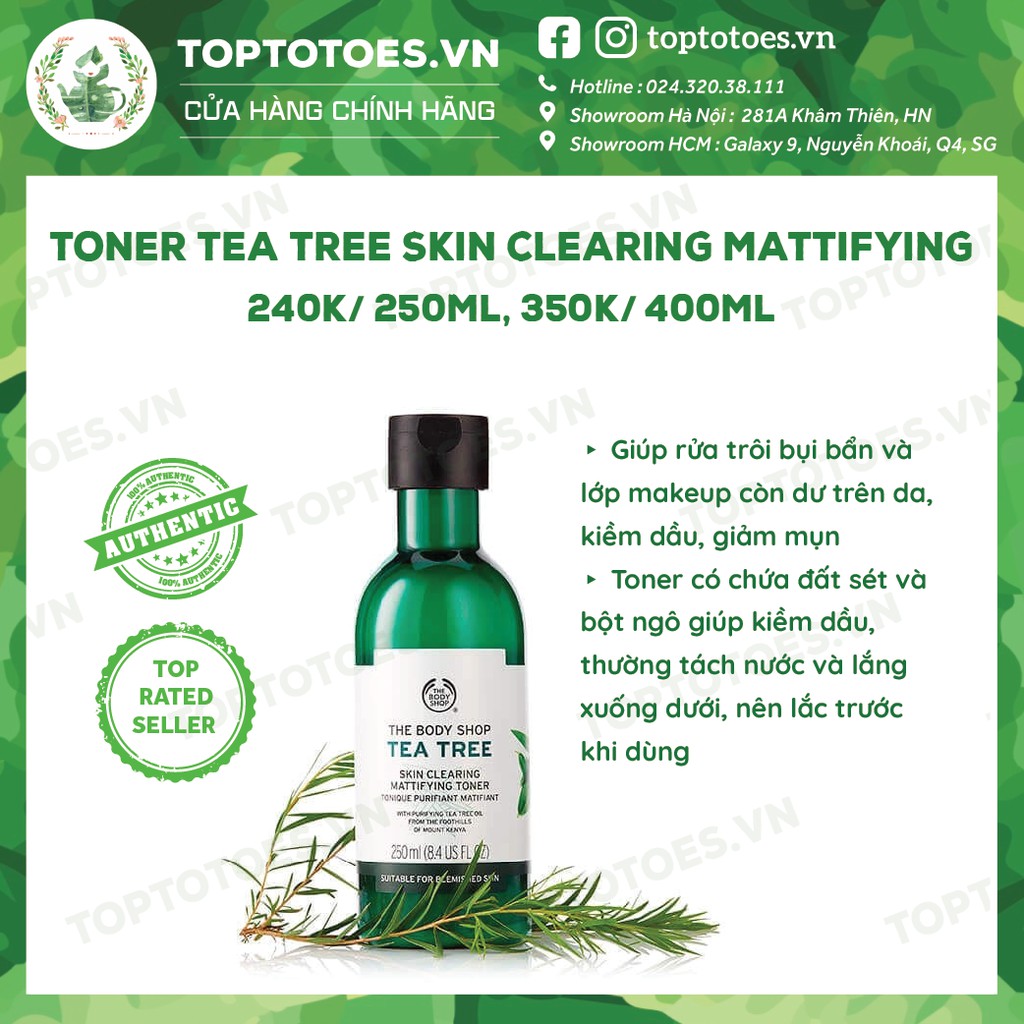 Gel rửa mặt và Toner The Body Shop Tea Tree ngừa & giảm mụn, viêm, kiềm dầu