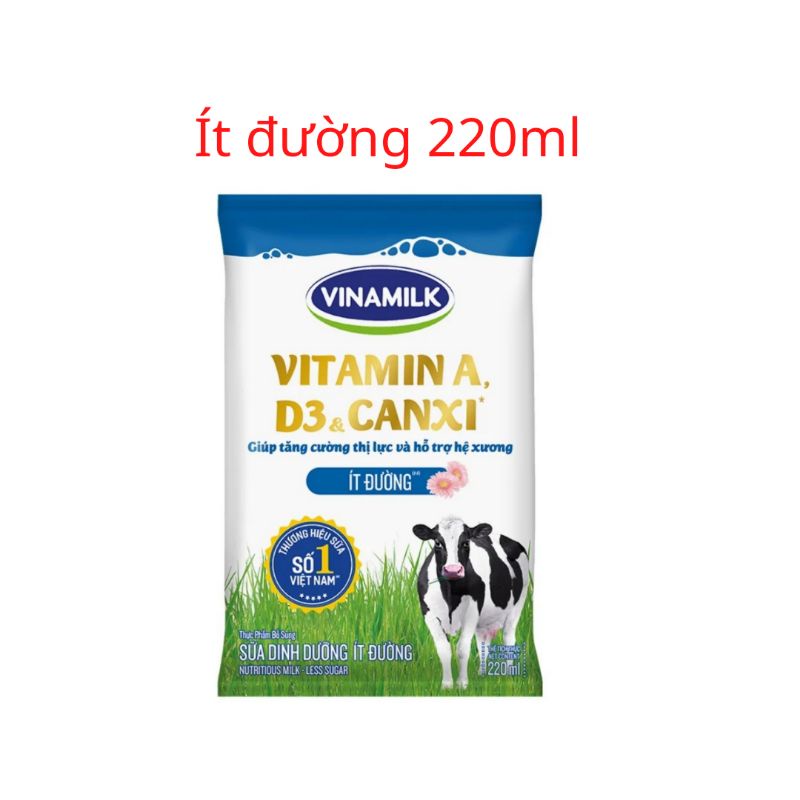 Sữa tươi tiệt trùng vinamilk bịch 220ml đủ vị date mới