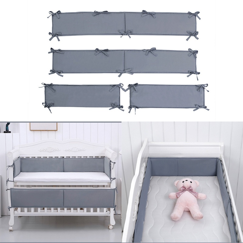 Bộ 4 Gối Nệm Bảo Vệ Nôi Em Bé Màu Sắc Đáng Yêu