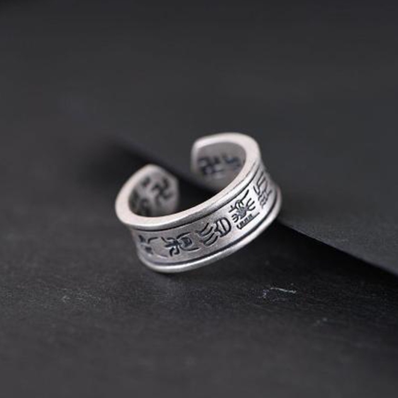 Nhẫn Lớn Nam Làm như cũ Hán tự Cổ điển Nhẫn có thể điều chỉnh Bạc Thái Phong cách Hống hách Vòng đuôi NH-195