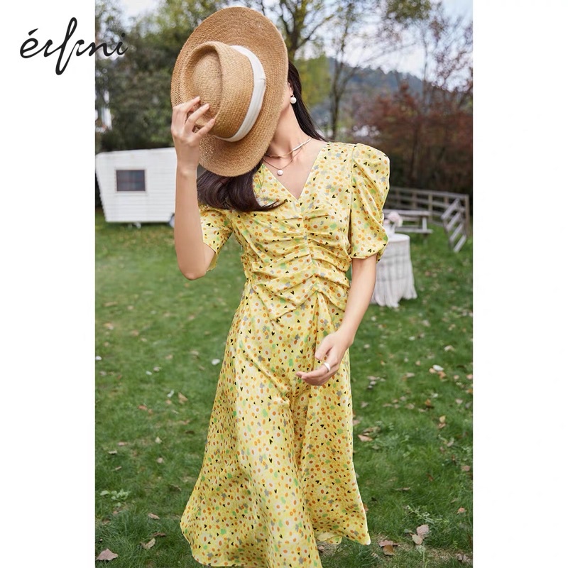 Đầm lụa vàng Eifini