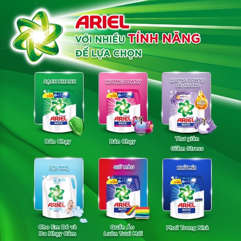 Nước Giặt Ariel Đậm Đặc Túi 3.5Kg/ 3.2Kg