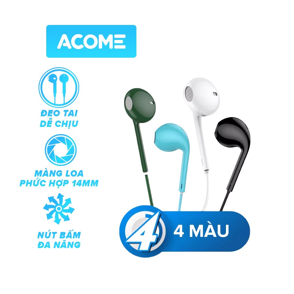 Tai Nghe Nhét Tai ACOME AW01 Âm Thanh HD - Mic Đàm Thoại - HÀNG CHÍNH HÃNG
