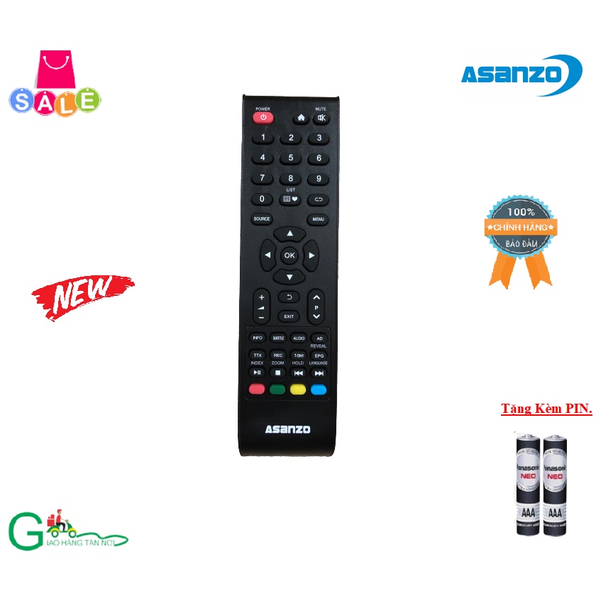 Remote Điều khiển từ xa dành cho tivi  Asanzo LCD/LED/Smart TV- Hàng chính hãng,mới 100% -Tặng kèm Pin