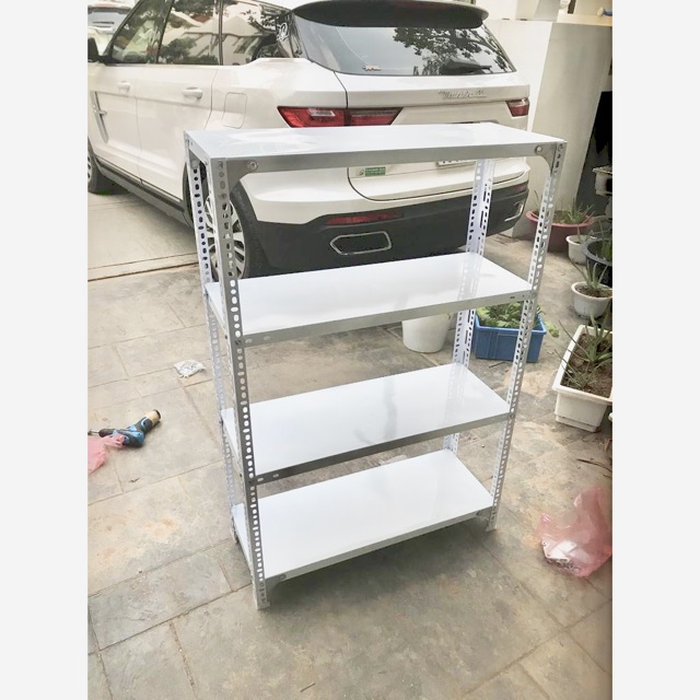 Kệ sắt v lỗ 2 tầng, 3 tầng, 4 tầng, 5 tầng dài 100cm rộng 30cm cao 0,6-0,8,100,120,150,200cm lắp ghép đa năng