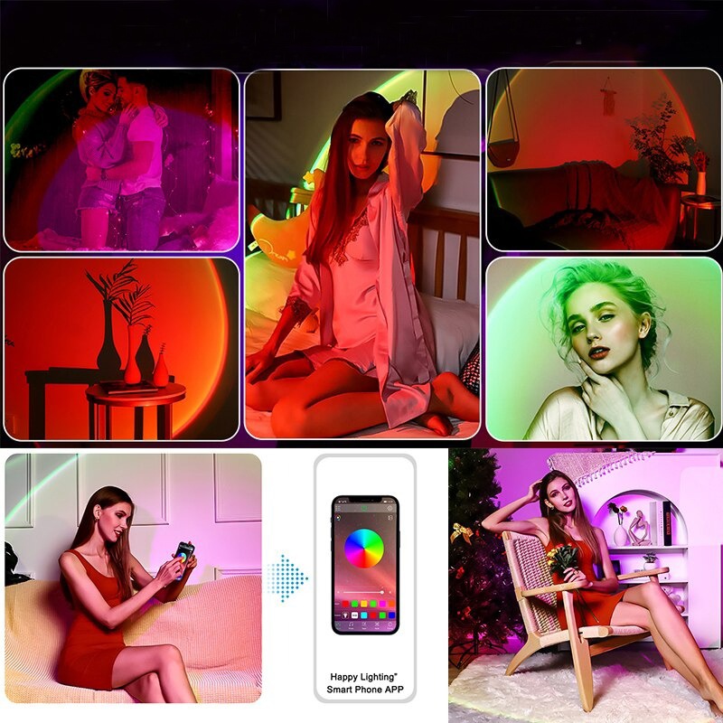 Đèn Hoàng Hôn 16 Triệu Màu Sử Remote Và App, Đèn Màu Cầu Vồng Chụp Ảnh TIKTOK, Đèn Sunset Rose