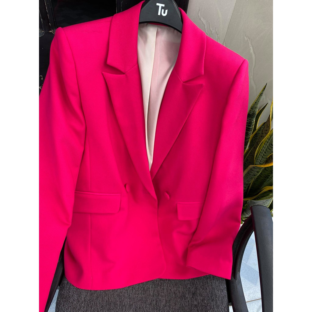 Áo vest neon blazer hồng dâu