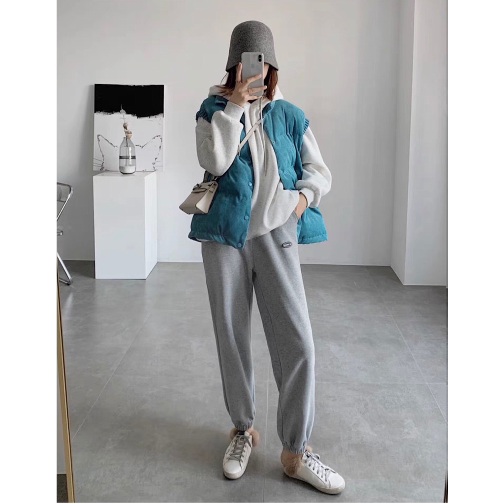 Quần nỉ jogger nam nữ len tăm bo gấu logo dream  Quần nỉ bom chun gấu dáng thụng trơn basic  Freeship  Sale