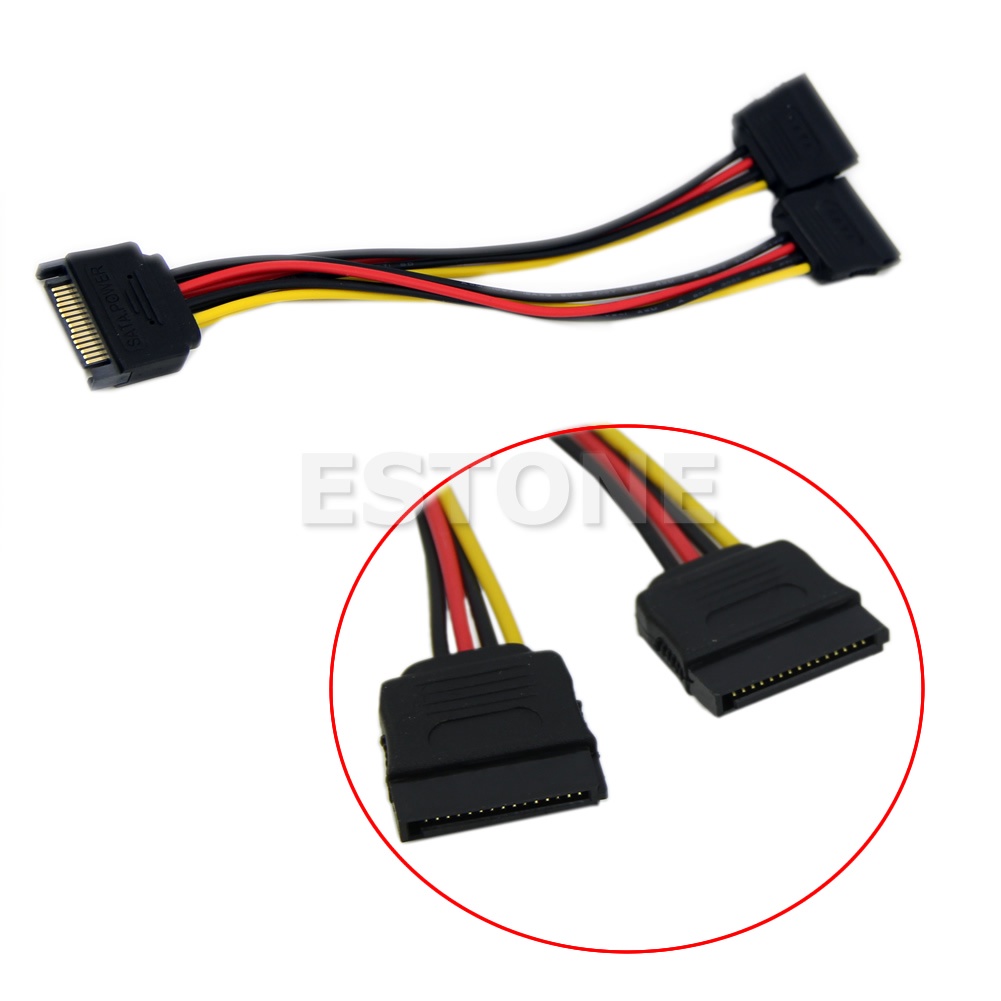 Cáp Nối Dài Chuyển Đổi Nguồn Ổ Cứng 15 Pin Sang 2xSATA 15 Pin Chuyên Dụng Chất Lượng Cao