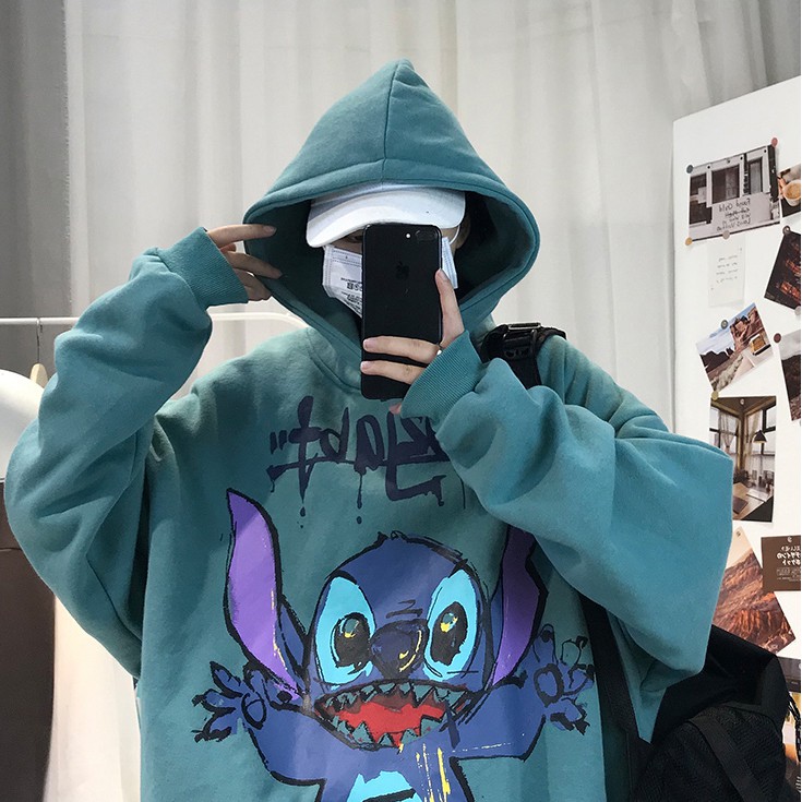 Áo Hoodie Chuột Stitch Ulzzang - Rew2021 - Áo Unisex Nam Nữ Đều Mặc Được  -  Chất Liệu Nỉ Bông Dày Ấm Xuất Hàn Cao Cấp
