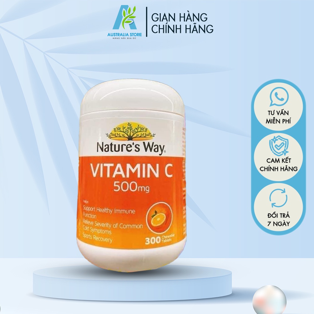 Viên Nhai Bổ Sung Vitamin C Nature’s Way Sugarless Vitamin C 500mg 300 Viên - CH022