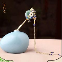 TD034 Trâm tóc đá Aventurine đồng điếu xanh lá