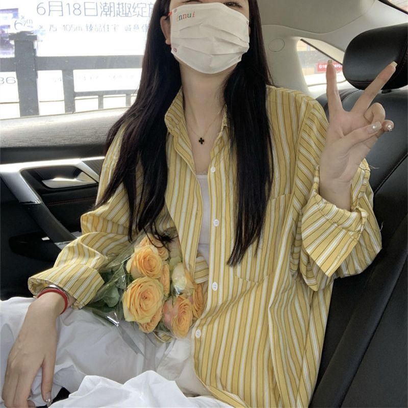 Áo Khoác Sơ Mi Cardigan Tay Dài Dáng Rộng Họa Tiết Kẻ Sọc Thiết Kế Mới Thời Trang Cho Nữ