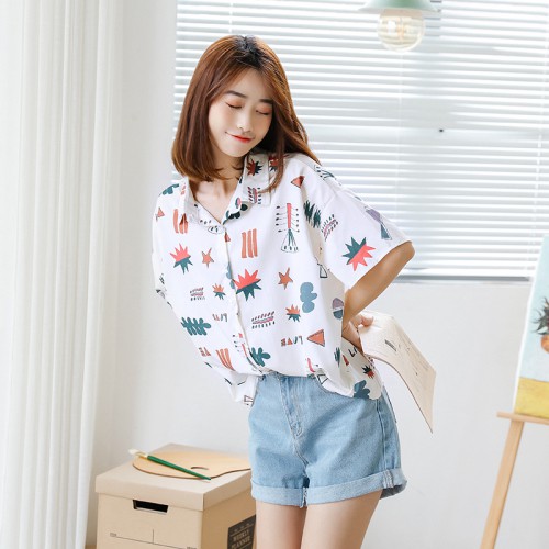 SUXI Áo sơ mi form rộng phong cách Hàn Quốc trẻ trung dành cho nữ