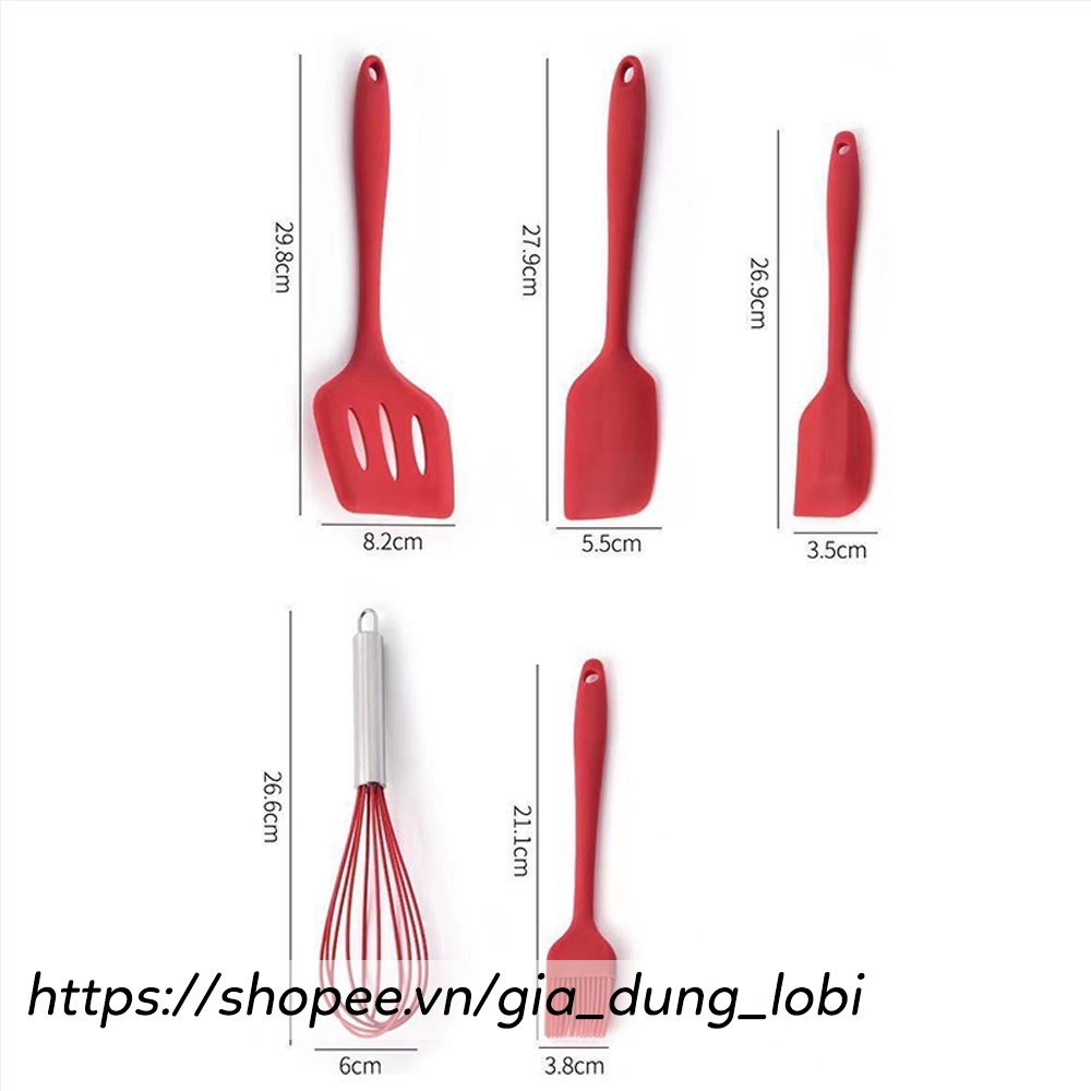 Bộ dụng cụ làm bánh silicone 5 món, đồ làm bếp nấu ăn tiện dụng