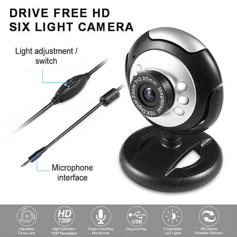 Webcam Mini 6 Đèn Led Usb 2.0 Cho Xp / Vista / Wins 7 10 / Skype / Mac Bt Pxmall