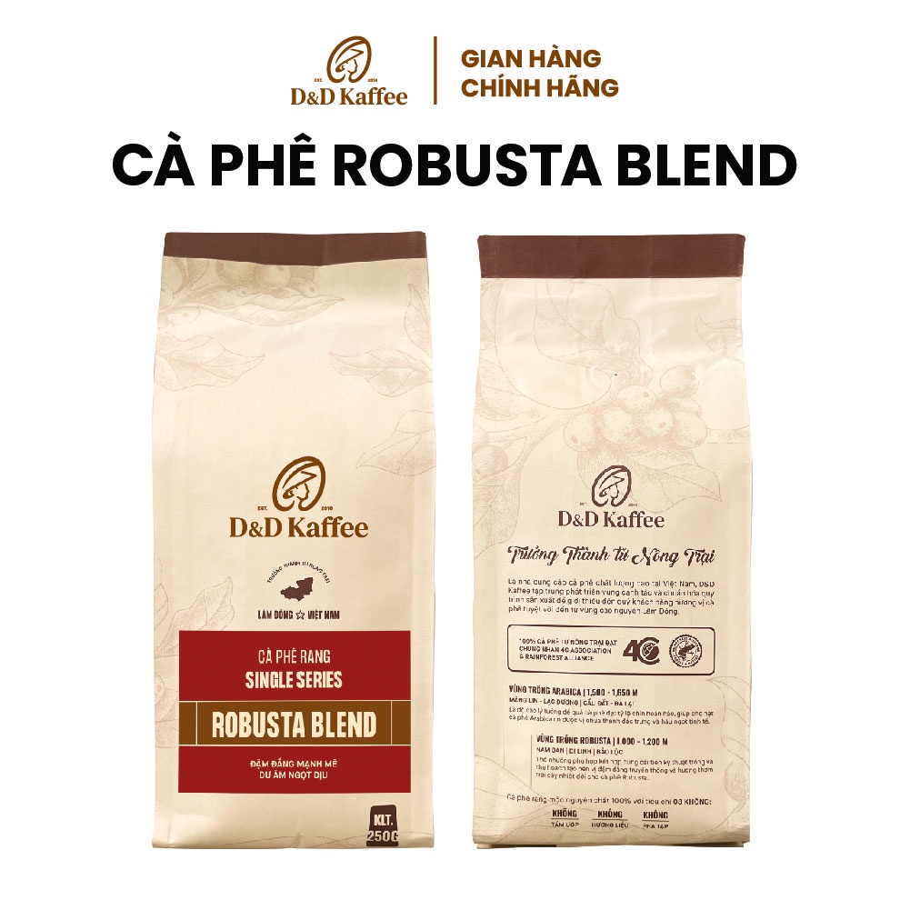 Cà phê Robusta Blend Gói 250gr/500gr, Cà phê nguyên chất 100% rang mộc D&D Kaffee