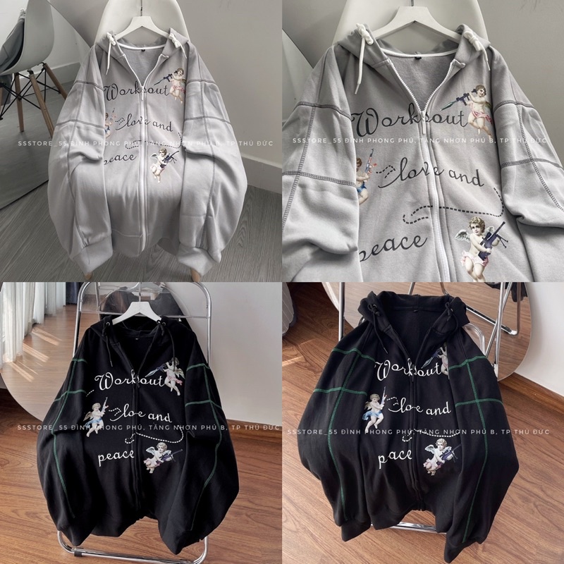 Áo Khoác nỉ Worsout thiên thần v2 unisex ảnh thật SSSTore ( nam nữ mặc đều được)