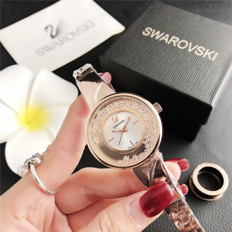 Đồng Hồ quartz Swarovski Swan S6894 Đính Đá Sang Trọng Cho Nam Nữ